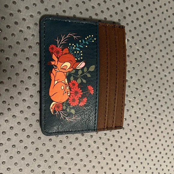 Disney Bambi Card Holder with Floral Design Leather - Picture 1 of 4